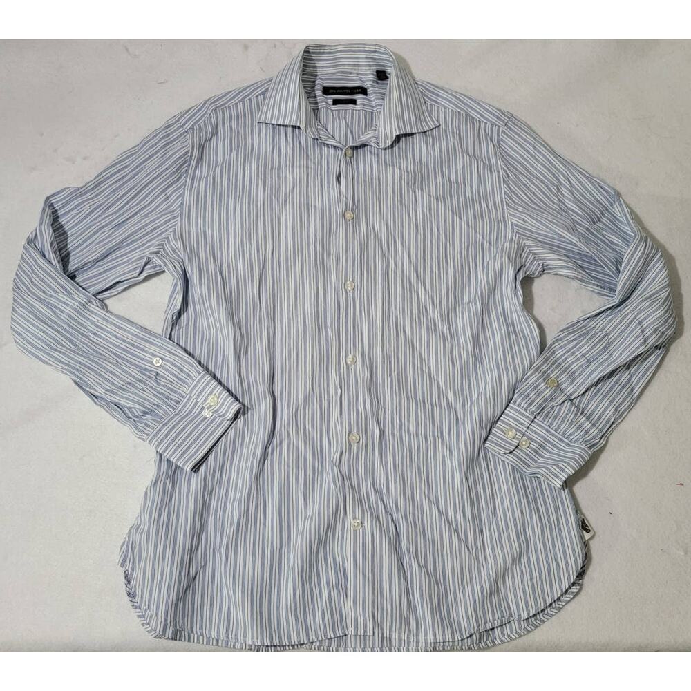 John Varvatos Slim Fit Blue pin stripe button up shirt Size 15 1/2 | 32/33